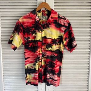 Men's Tropical Sunset Shirt - Red and Yellow